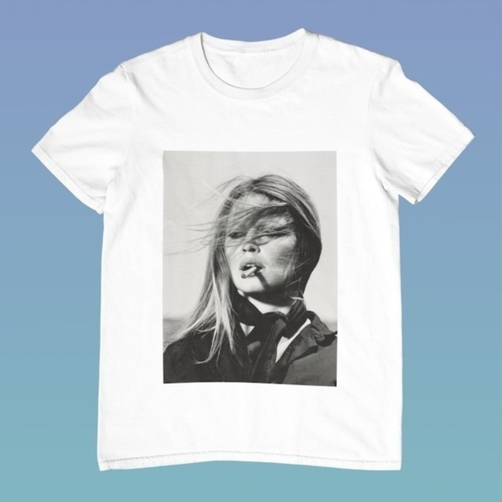 Brigitte Smoking Tshirt Bridget Bardot Smoking Photo Print Shirt 1